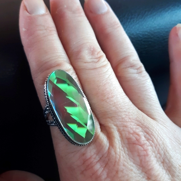 New Oversized Mercury Mystic Topaz 925 Silver Statement Ring. - Picture 2 of 8